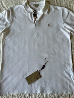 Burberry Polo Shirt Men’s Small White Pique